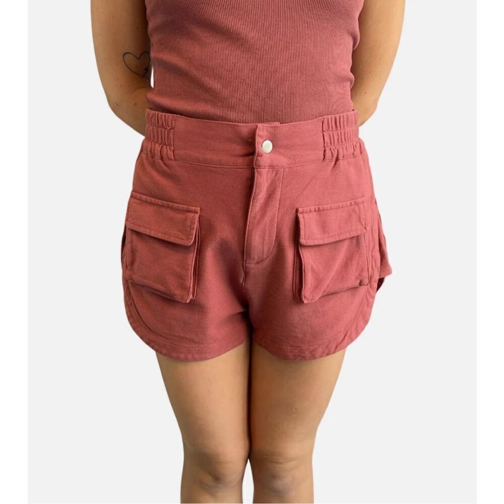 Bobi Knit Twill Shorts with Pockets in Rustic Size Large